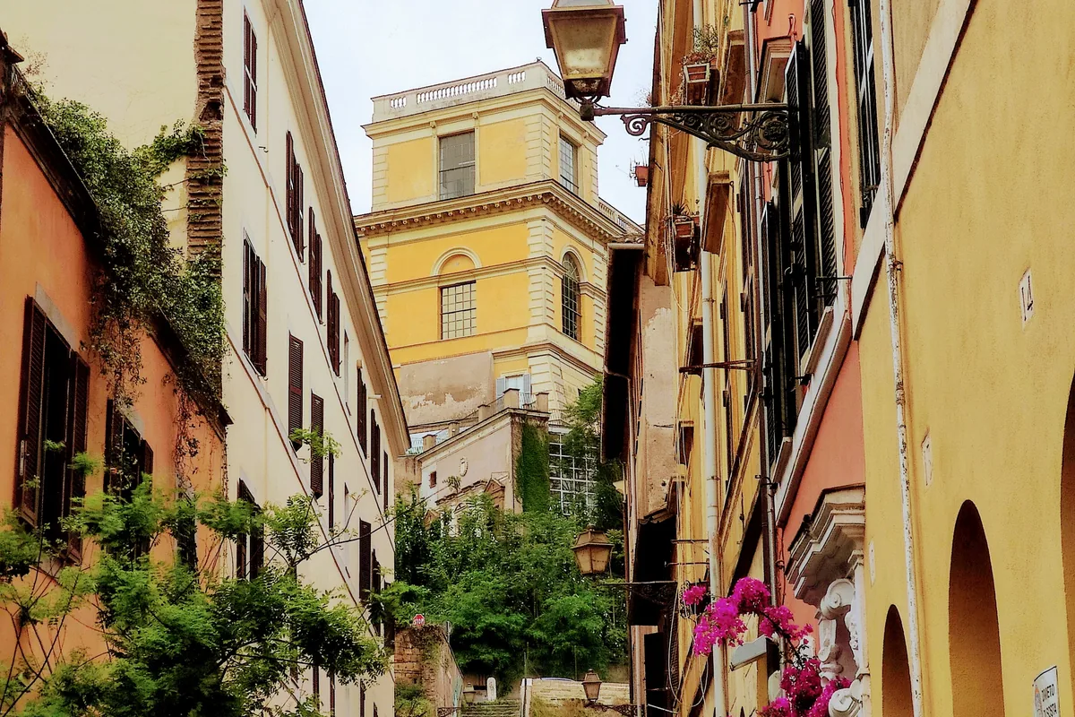 Historic street in Rome’s Trastevere neighborhood